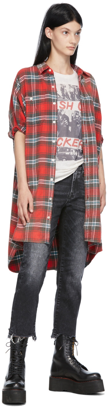 R13 Red Plaid Oversized Shirt Dress R13