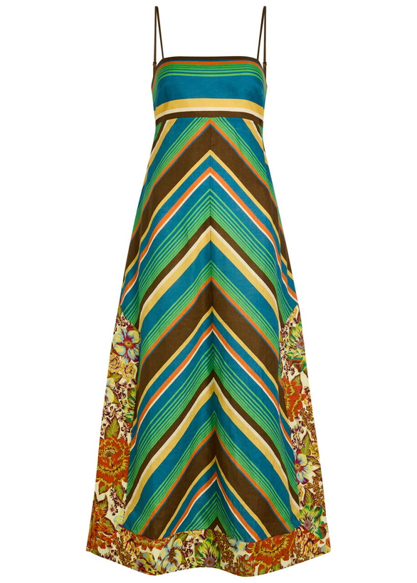 Photo: Alemais Charlie Striped Linen Midi Dress Multicoloured