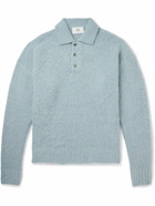 AMI PARIS - Brushed-Knit Polo Shirt - Blue