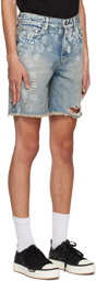 AMIRI Blue Bleach Bandana Shorts