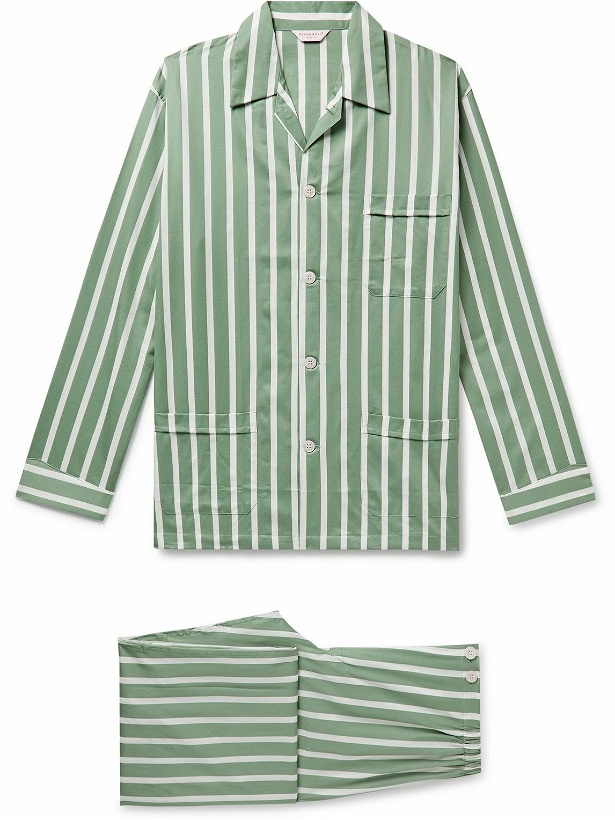 Photo: Derek Rose - Royal 219 Striped Cotton-Sateen Pyjama Set - Green