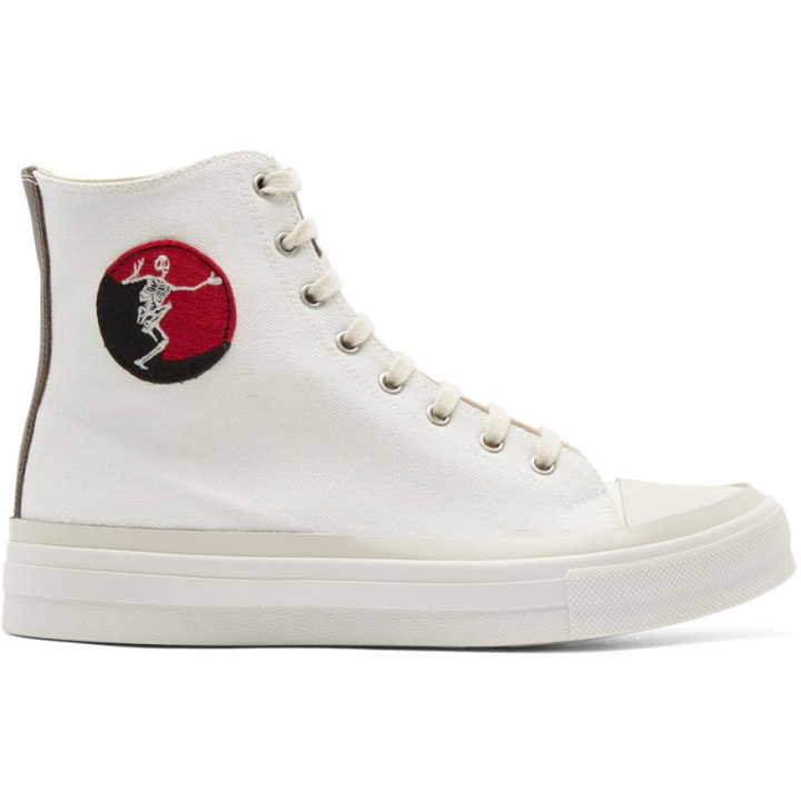 Photo: Alexander McQueen White Skeleton Patch High-Top Sneakers