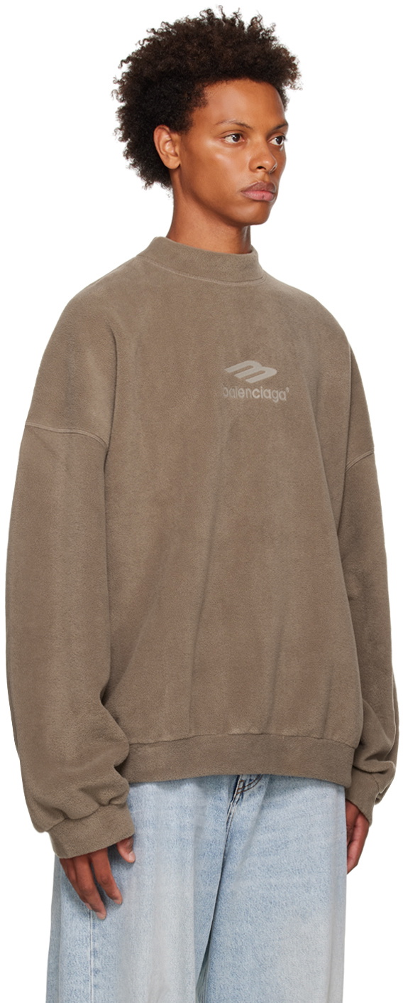 Balenciaga Taupe 3B Embroidered Sweatshirt Balenciaga