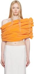 COLLEEN ALLEN Orange Velvet Shawl Top