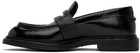 Emporio Armani Black Brushed Leather Loafers