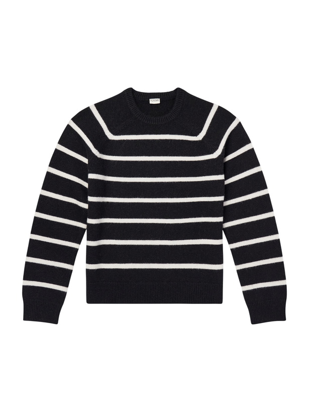 Photo: TOTEME - Striped Alpaca and Cashmere-Blend Sweater - Black