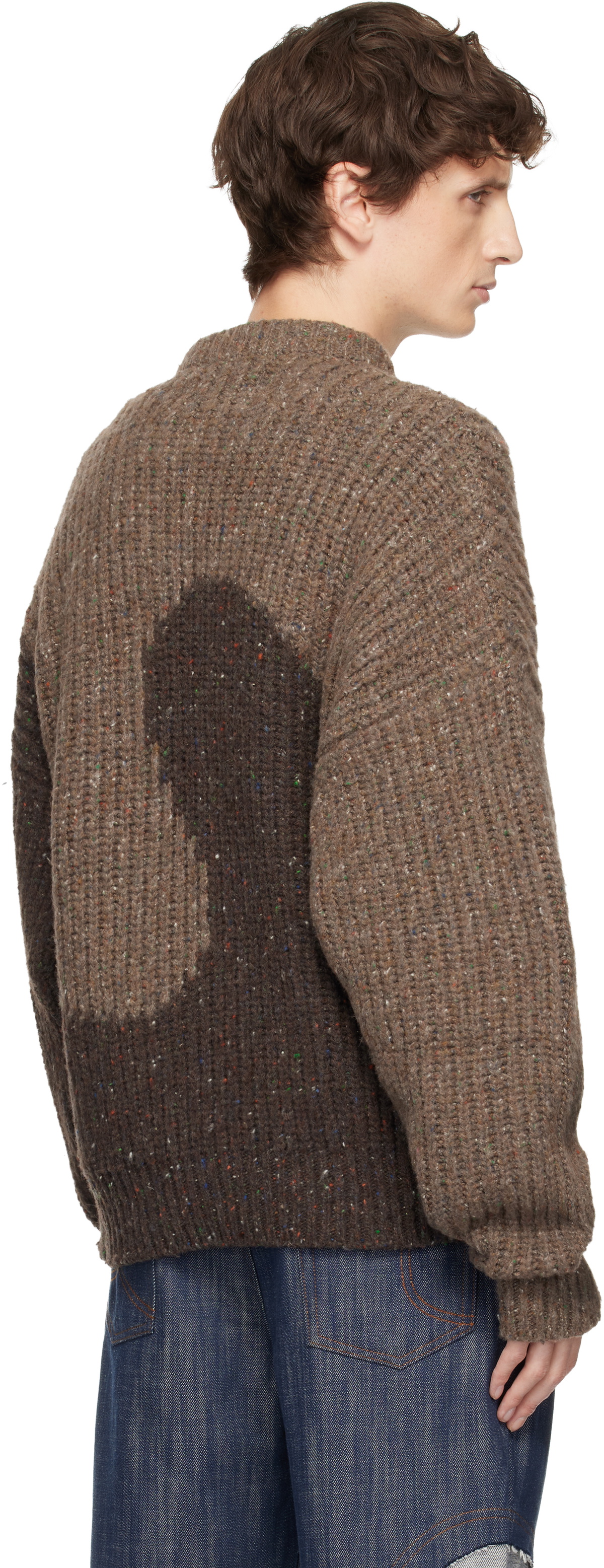 ERL Brown Knit Crewneck Swirl Sweater