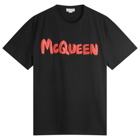 Alexander McQueen Men's Graffiti Logo T-Shirt in Black/Red