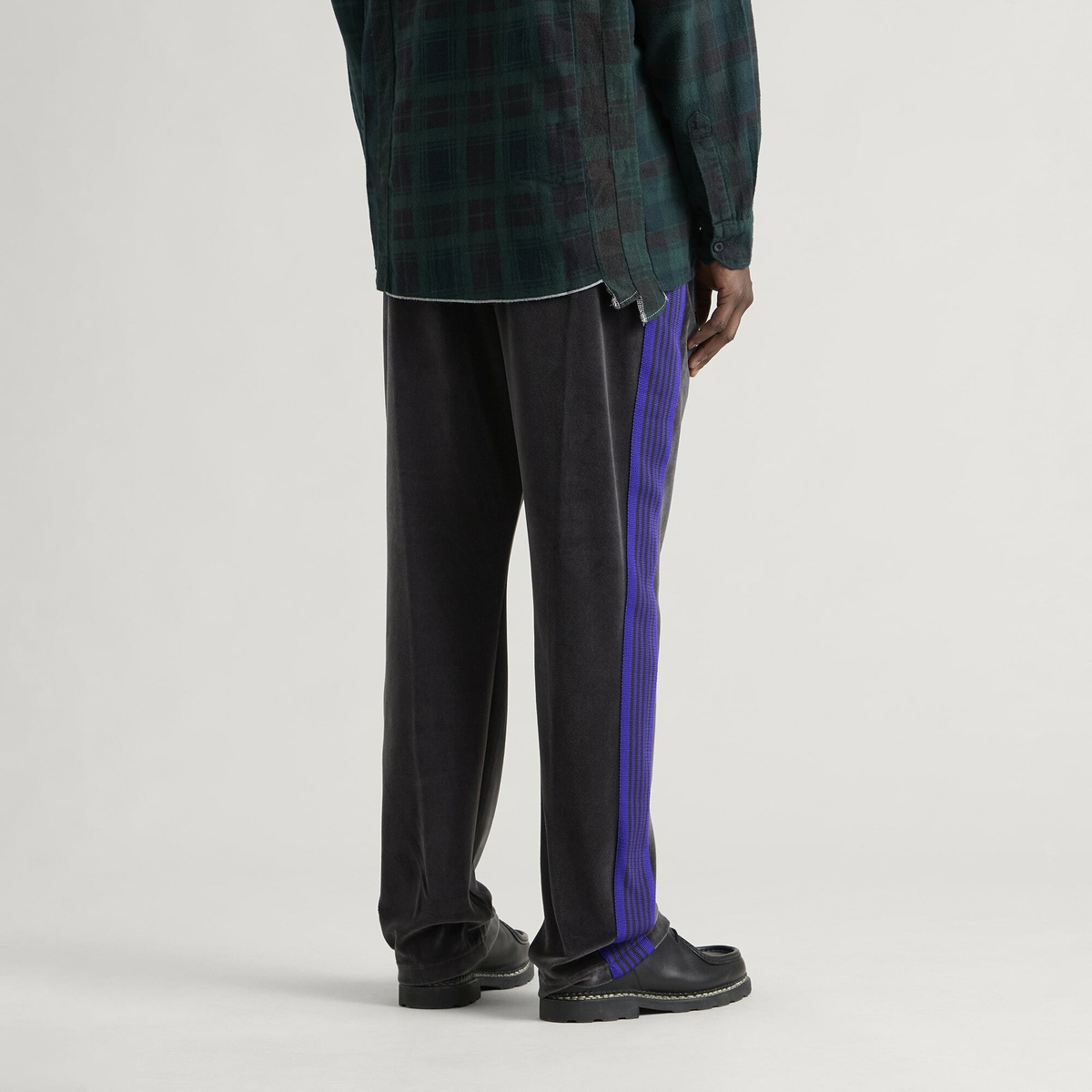 Needles Men's Velour Narrow Track Pants in Charcoal