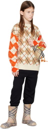 Burberry Kids Orange Argyle Wool Sweater