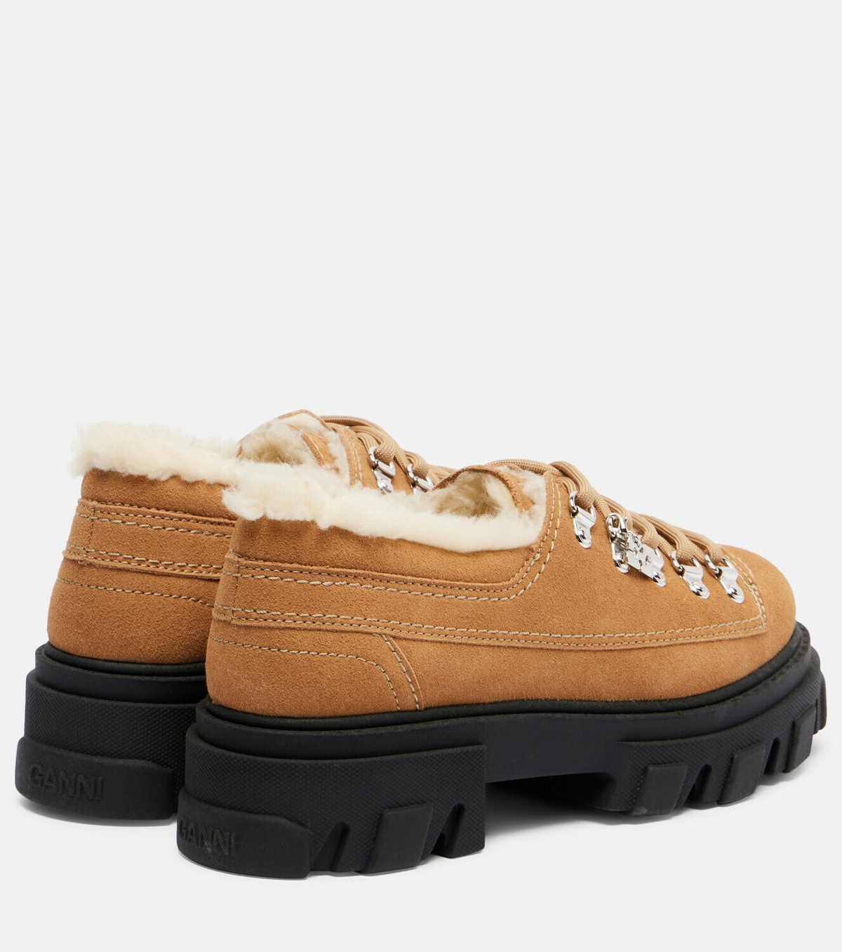 Ganni Faux leather platform loafers