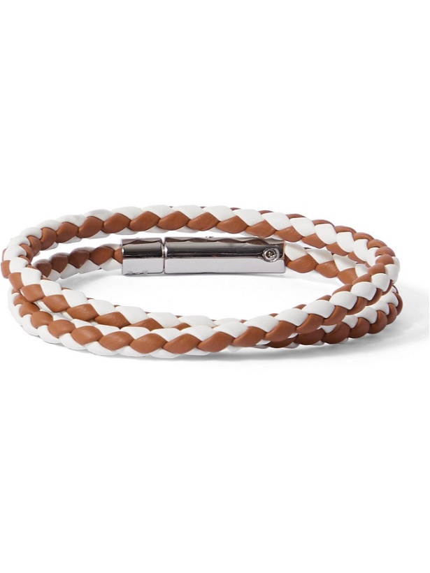 Photo: TOD'S - Woven Leather and Silver-Tone Bracelet - Brown