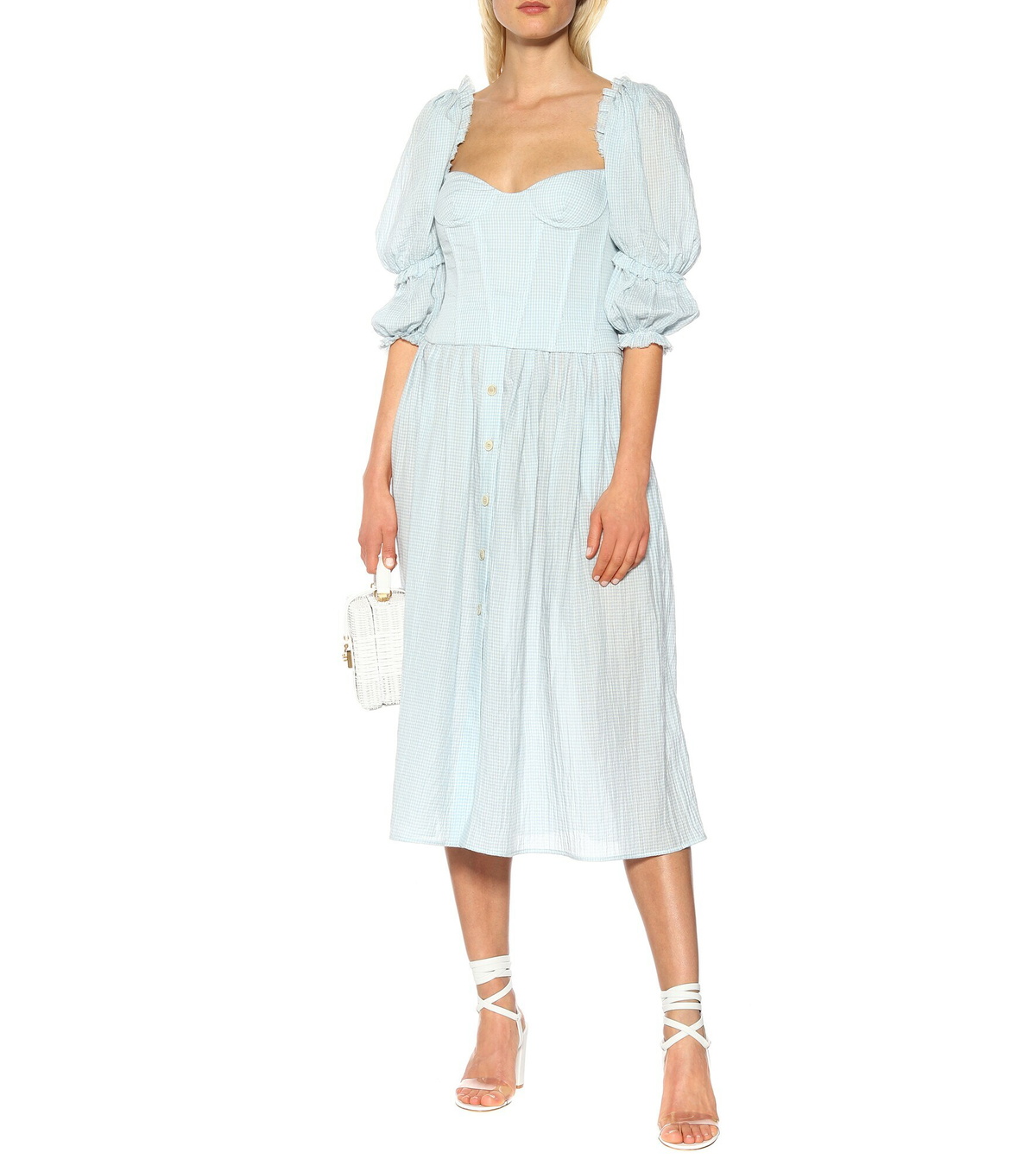Brock Collection - Olivo gingham cotton midi skirt