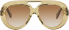 LOEWE Khaki Round Spoiler Aviator Sunglasses