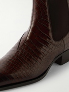 TOM FORD - Hainaut Croc-Effect Leather Chelsea Boots - Brown