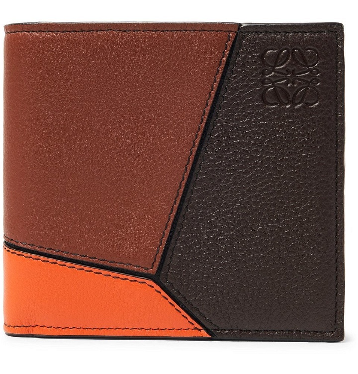 Photo: Loewe - Puzzle Colour-Block Full-Grain Leather Billfold Wallet - Brown