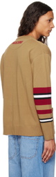 Moschino Brown Virgin Wool Striped Cardigan