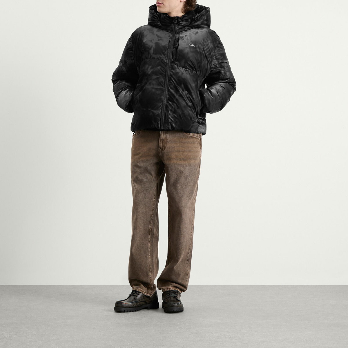 Dime Men's Wavy Puffer in Smoke Black