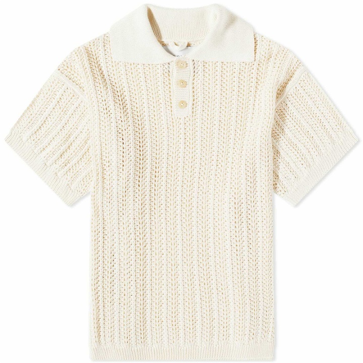 Photo: Bode Men's Pointelle Polo Shirt in Cream