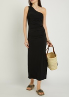 Max Mara One-shoulder Gathered Stretch-jersey Midi Dress Black