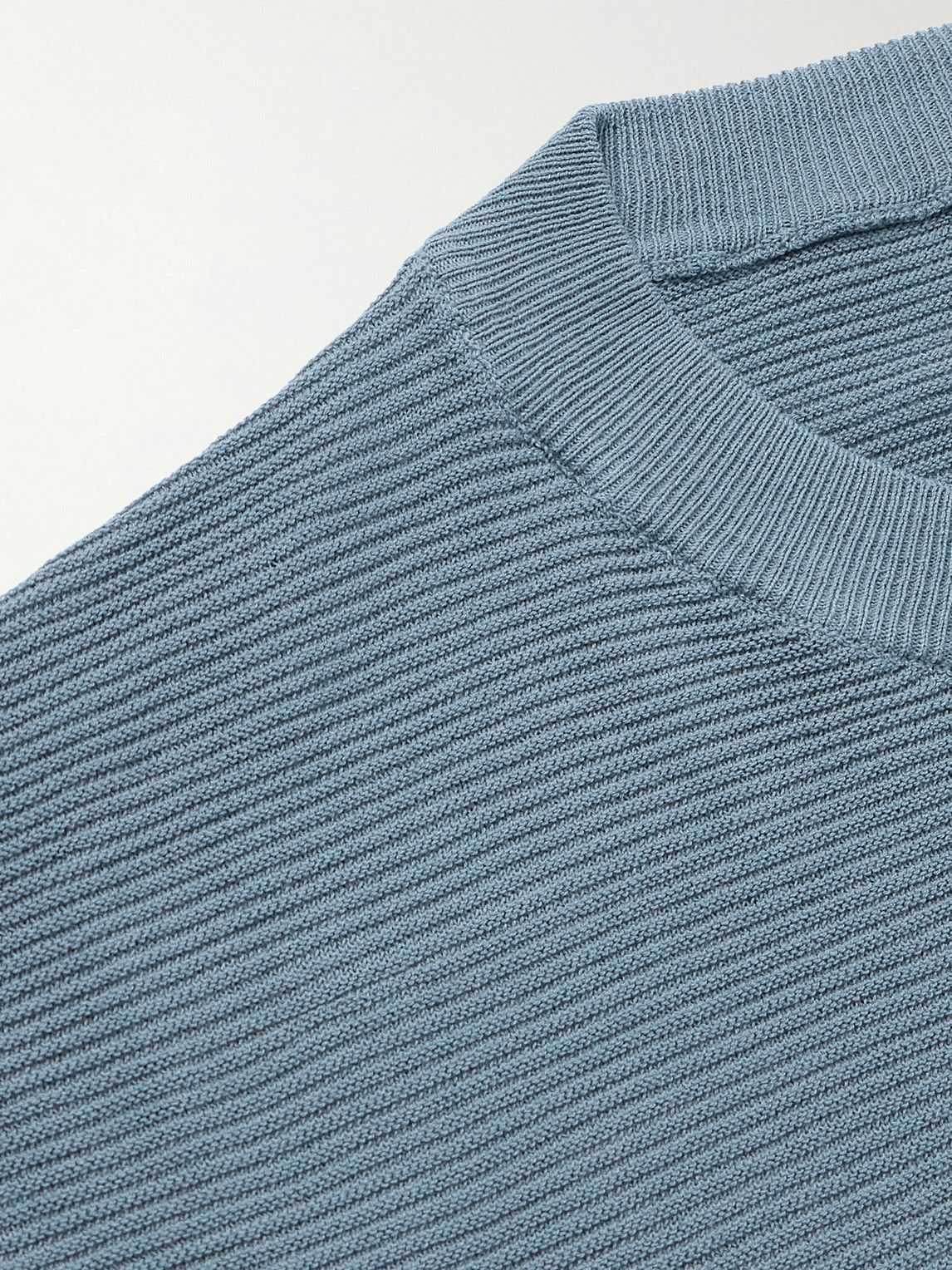 Eleventy - Slim-Fit Ribbed Cotton T-Shirt - Blue