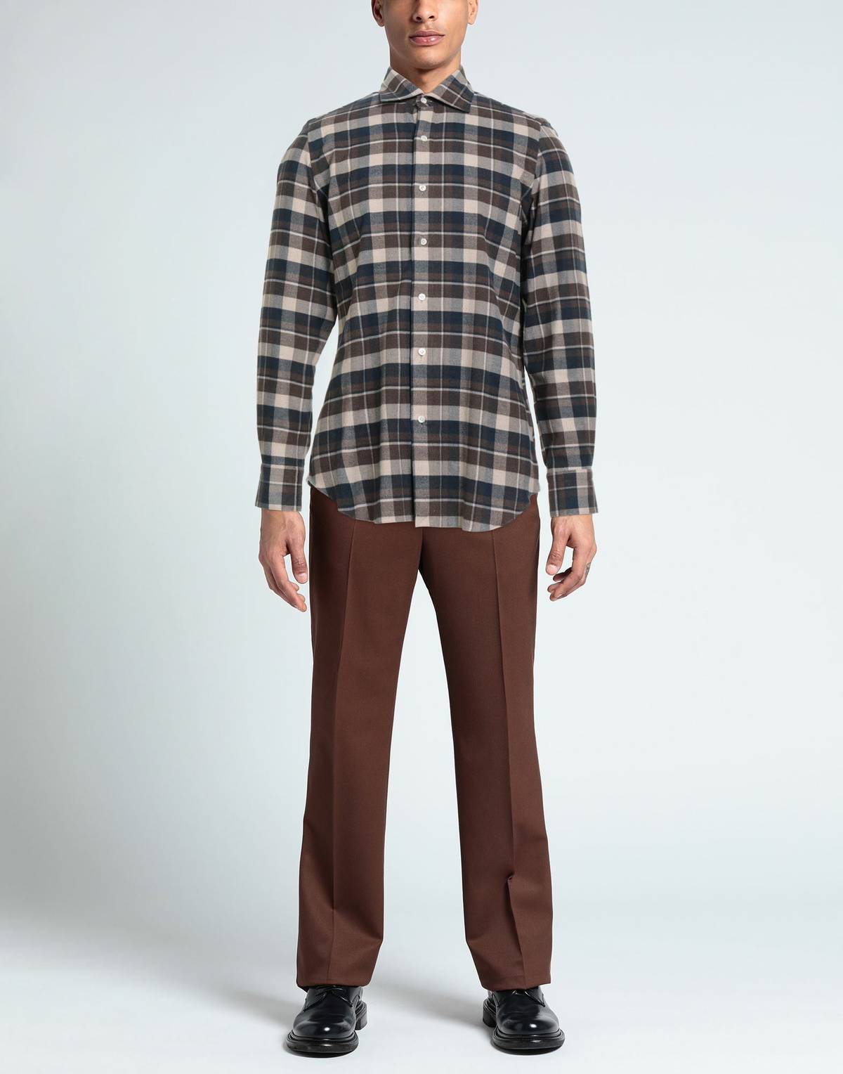 Finamore 1925 Mens Shirt Dark in Brown