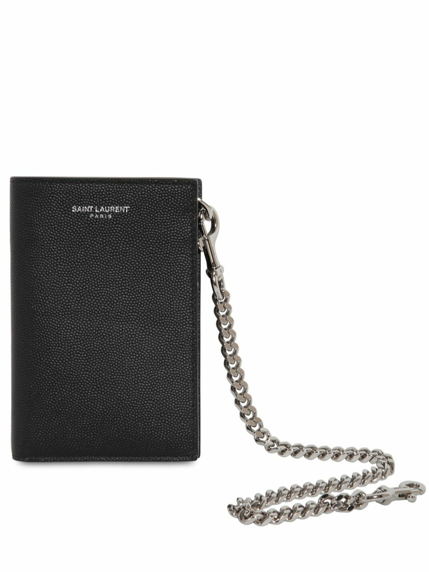 Photo: SAINT LAURENT Grained Leather Chain Wallet