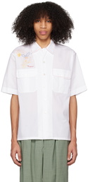 Marni White Embroidered Bowling Shirt