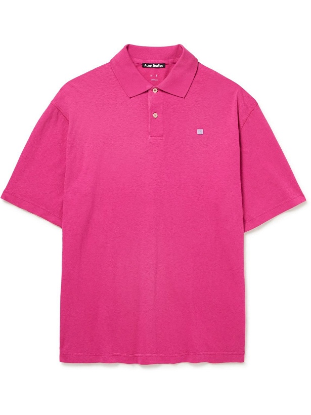 Photo: Acne Studios - Logo-Appliquéd Cotton-Jersey Polo Shirt - Pink