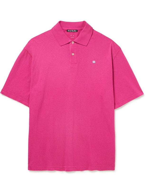 Photo: Acne Studios - Logo-Appliquéd Cotton-Jersey Polo Shirt - Pink