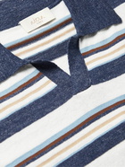 ALTEA - Striped Cotton and Linen-Blend Polo Shirt - Multi - M