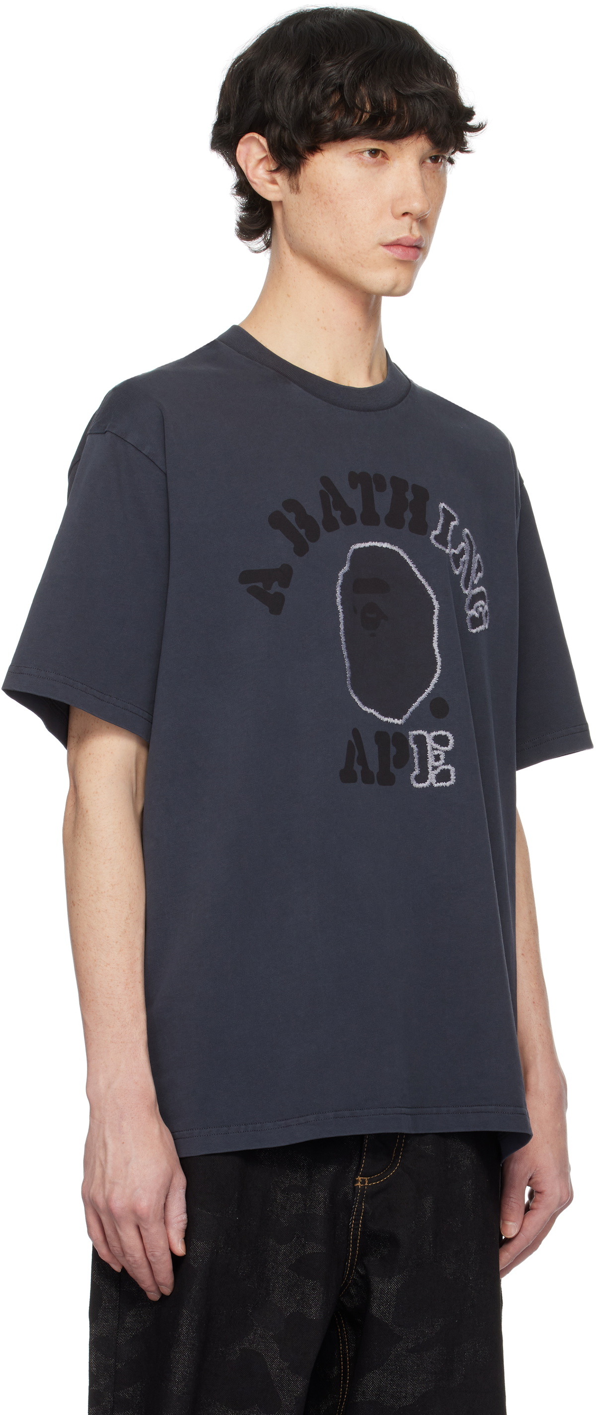 BAPE Gray Garment Dye College Relaxed Fit T-shirt A Bathing Ape