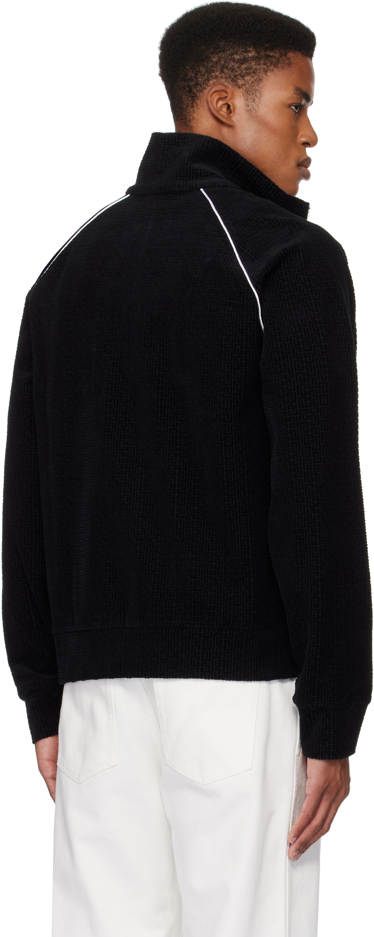 Balmain Black Monogram Kiss Jersey Track Jacket