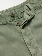 Polo Ralph Lauren - Burroughs Straight-Leg Distressed Herringbone Cotton-Twill Trousers - Green