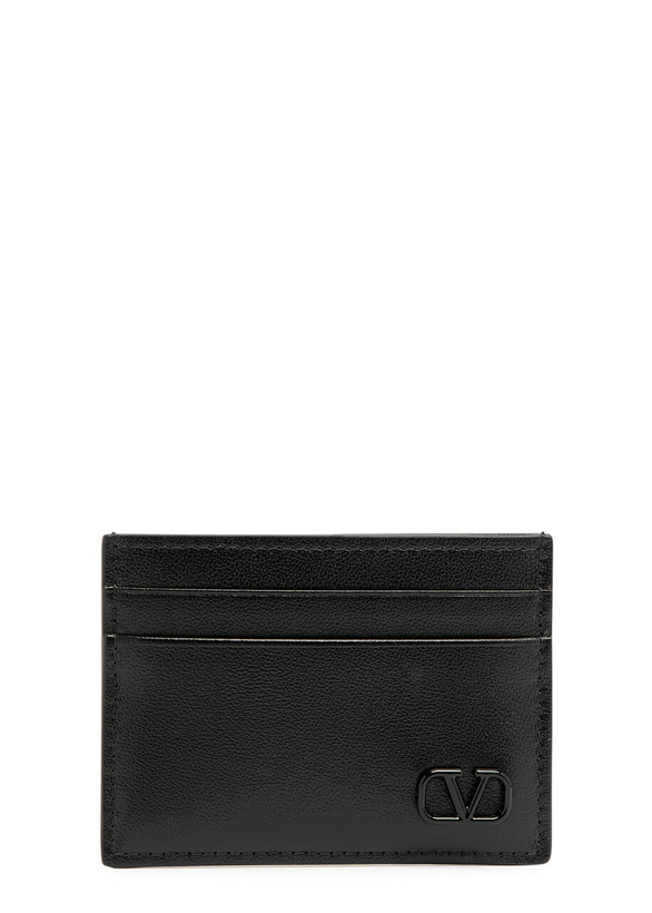 Photo: Valentino VLogo Leather Card Holder - Black - One Size