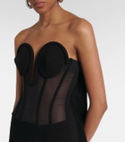 Jean Paul Gaultier Crêpe and tulle corset maxi dress