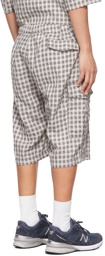 Nanamica Beige & Navy Palaka Check Easy Cargo Shorts