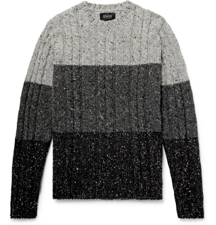 Photo: Howlin' - Little Larry Cable-Knit Colour-Block Mélange Wool Sweater - Men - Gray