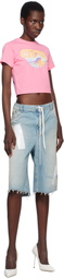 Casablanca Pink Casa Surf Cropped T-shirt