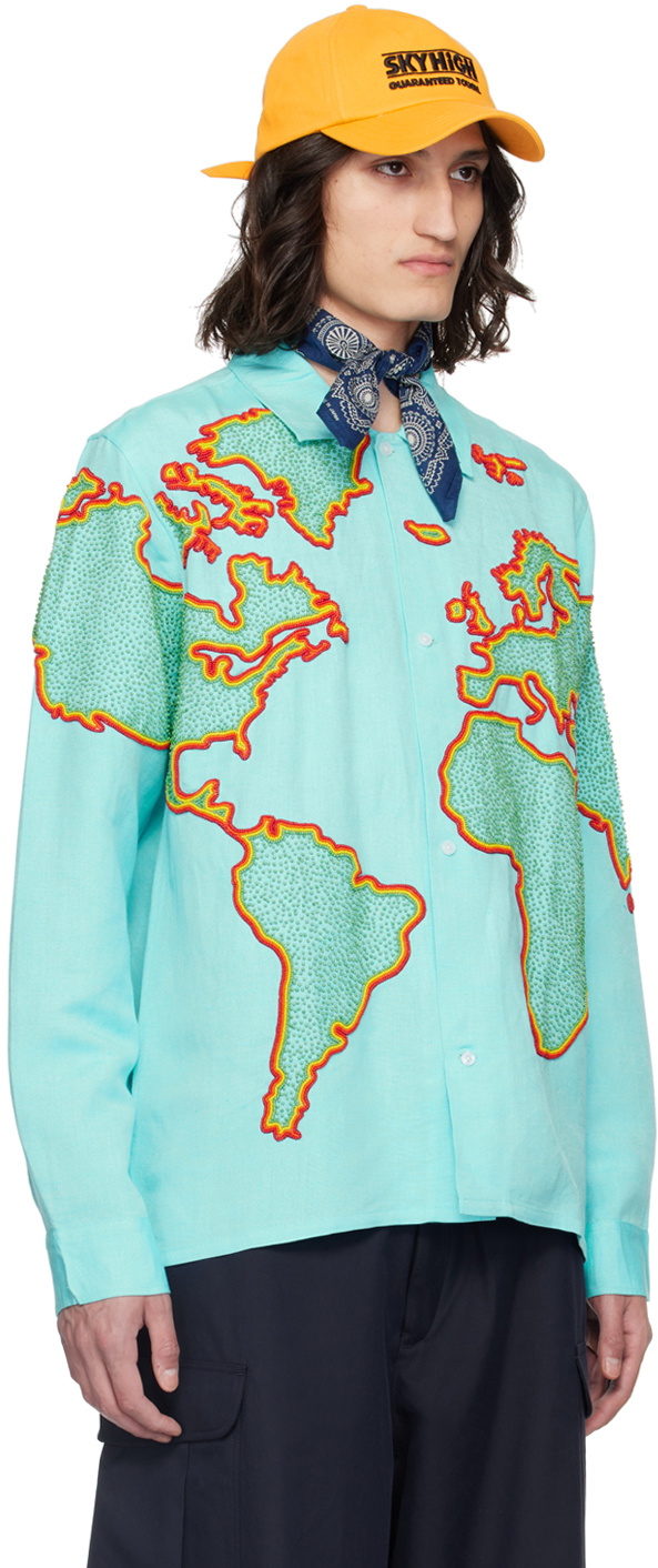 Sky High Farm Workwear Blue Beaded Shirt