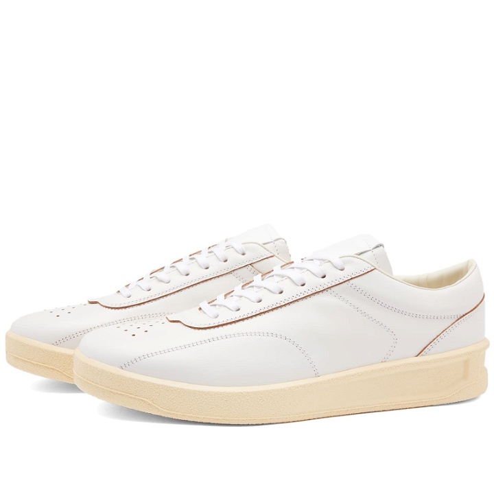 Photo: Jil Sander Men's Contrast Lining Court Sneakers in Optic White