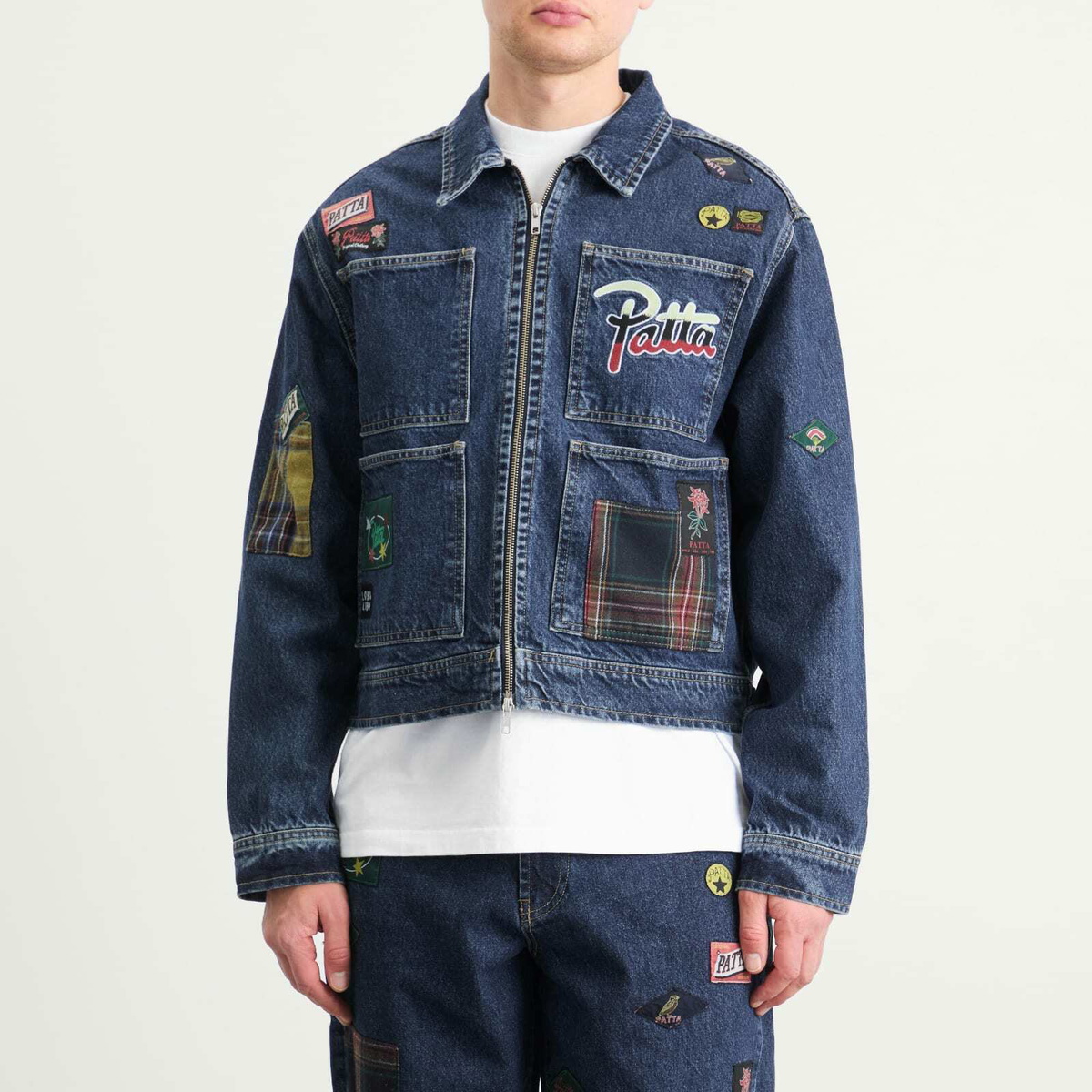 Patta Men's Whole Lotta Labels Denim Jacket in Blue