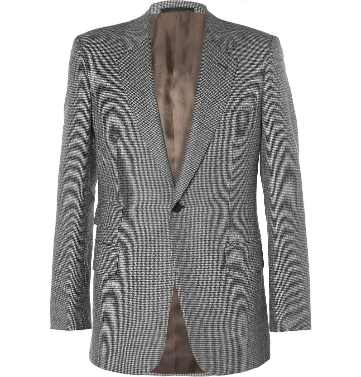 Photo: Kingsman - Grey Slim-Fit Houndstooth Wool Suit Jacket - Gray