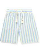 DOPPIAA - Aacri Straight-Leg Striped Terry Drawstring Shorts - Blue