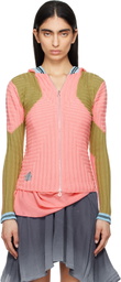 Kiko Kostadinov Pink & Green Quimby Fitted Knit Hoodie