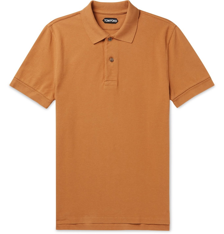 Photo: TOM FORD - Slim-Fit Cotton-Piqué Polo Shirt - Orange