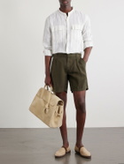 Mr P. - Straight-Leg Pleated Linen Shorts - Green