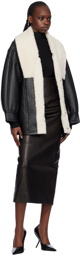 Victoria Beckham Black Shawl Shearling Coat