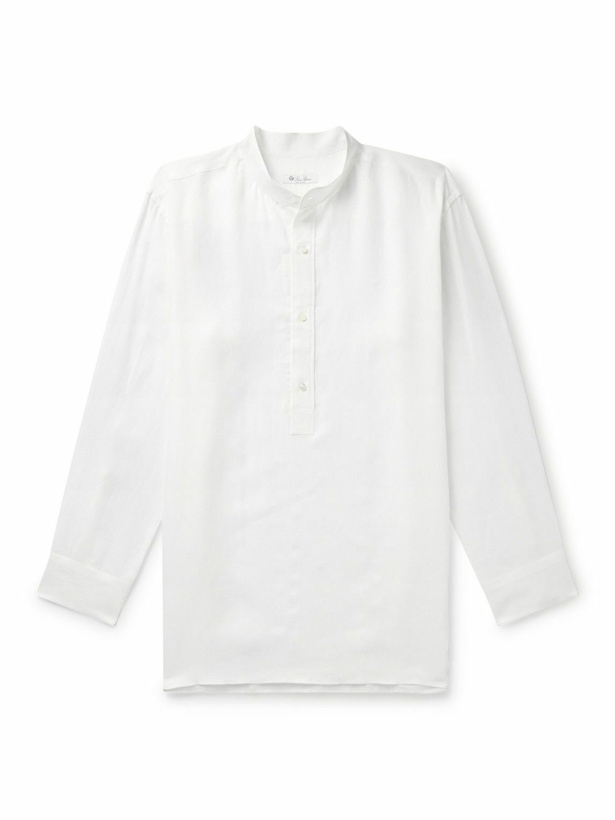 Photo: Loro Piana - Jeri Grandad-Collar Linen Half-Placket Shirt - White