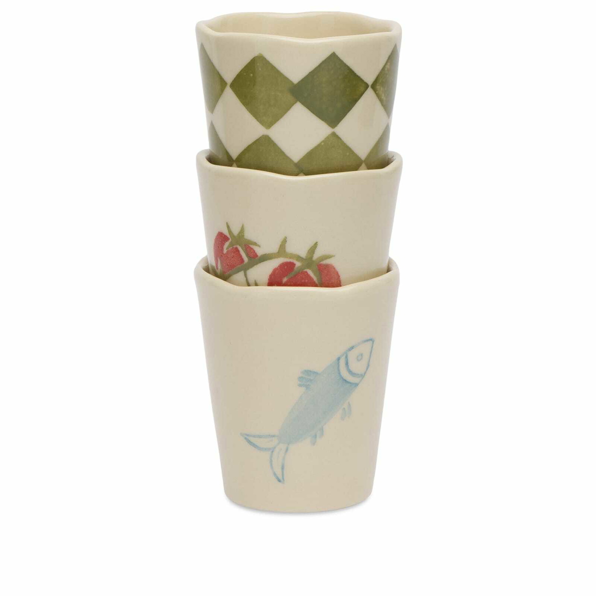 Damson Madder Women's Set Of 3- Nonna House Beaker Set in Yellow/Green 
